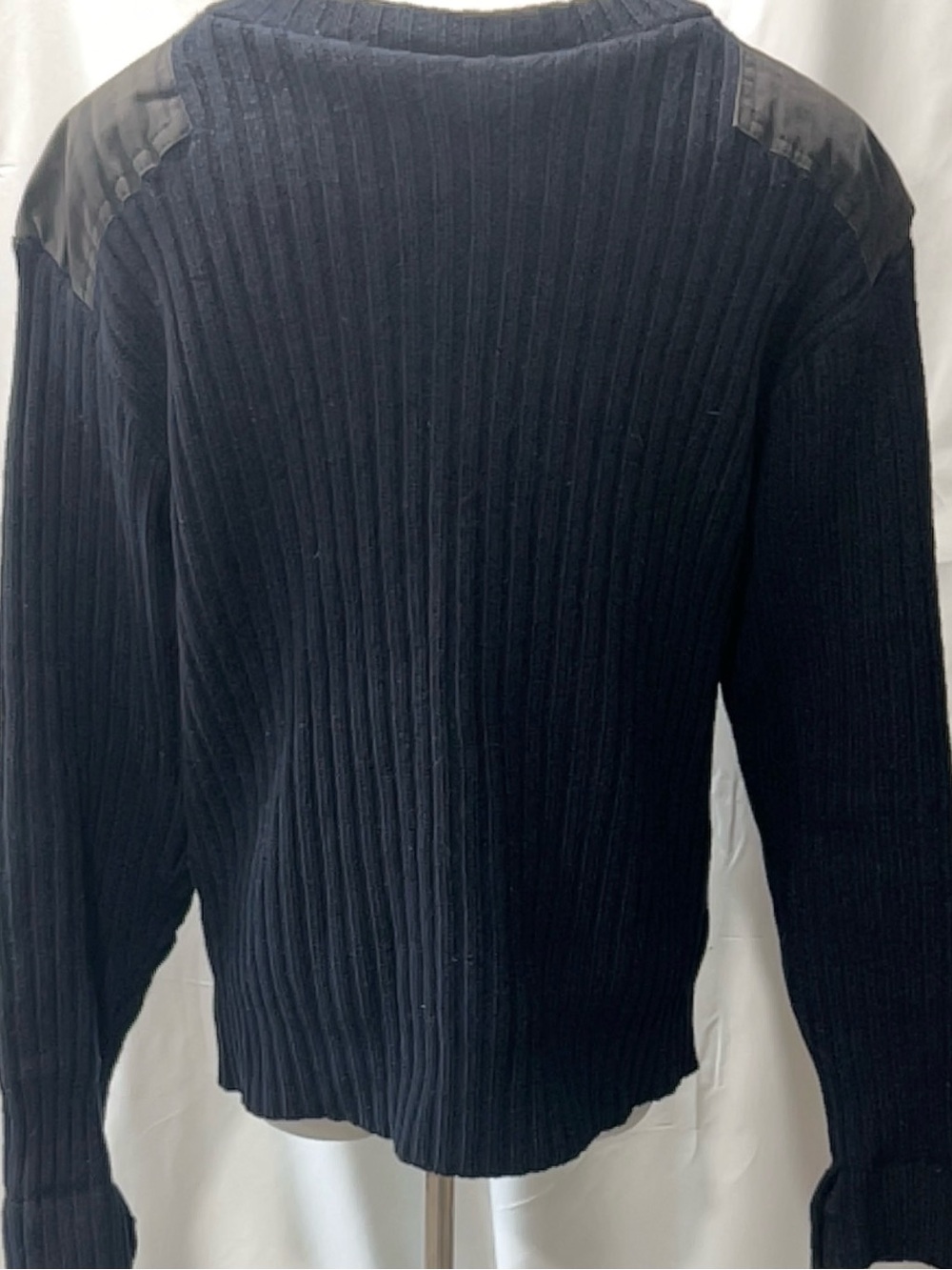 Rothco Mens Black 100% Wool Military Commando Sweater Size 44 Patches Elbows